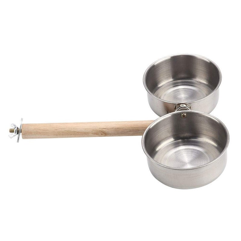 Litewoo Bird Perch with Feeder CupsBowls Stainless Steel Odorless with Holder Hanger for Outside Durable Water Food Dispenser for Parakeet Cockatiel Conure African Grey Macaw Cage Accessories (B-20CM) - Image 3